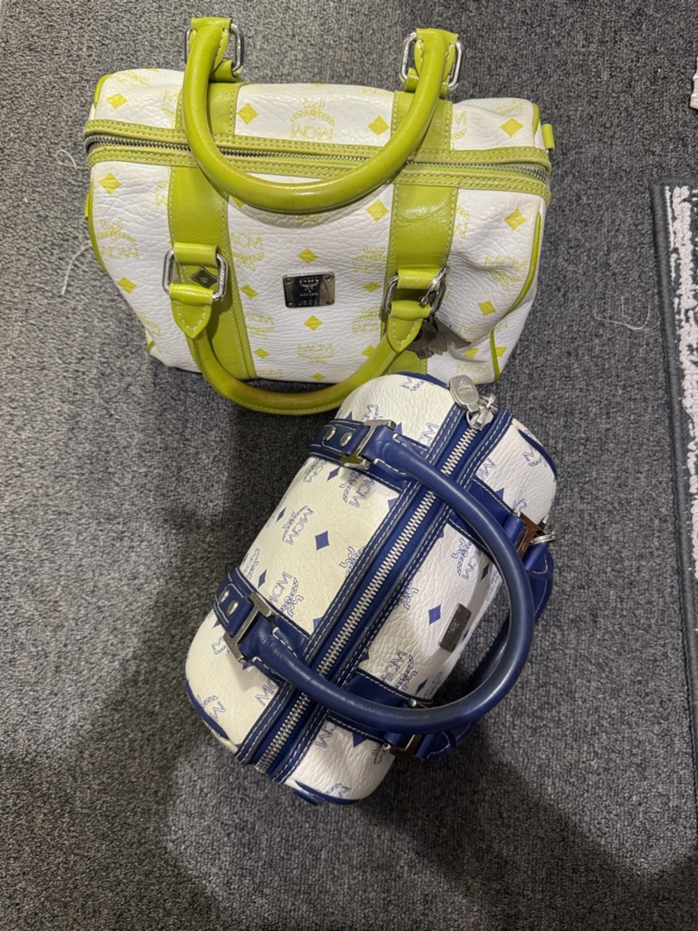 MCM White Satchel with Yellow & Navy Leather Trim Authentic pieces sold separate - Picture 8 of 13